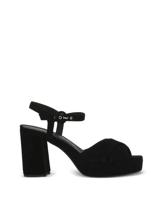 Julie Dee Black Buckle-Fastening Platform Sandals