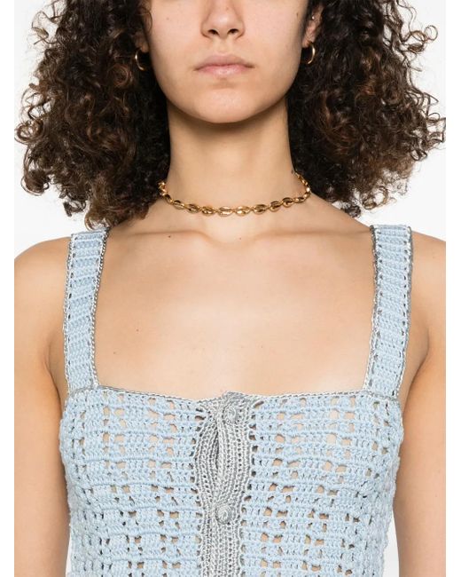 Forte Forte Top Met Contrasterende Afwerking in het Blue