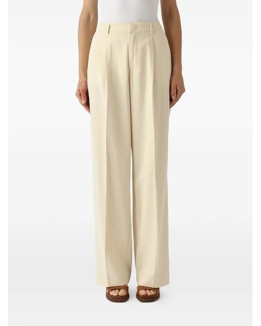PT Torino Natural Pleated Wide-Leg Trousers