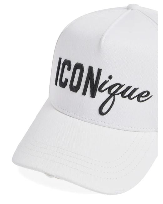DSquared² White Cotton Iconique Baseball Cap for men
