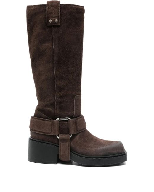Vic Matié Brown Buckle-Strap Suede Boots