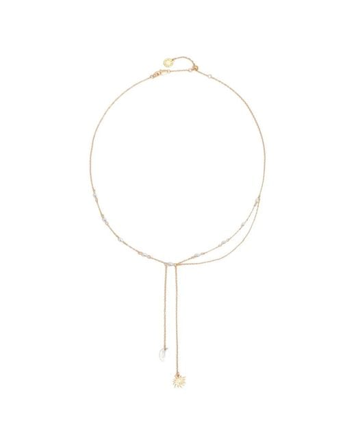 Bimba Y Lola White Sun And Moon Beaded Chain Necklace