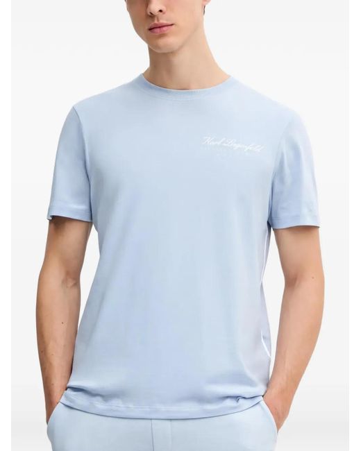 Karl Lagerfeld Blue Logo-Print T-Shirt for men