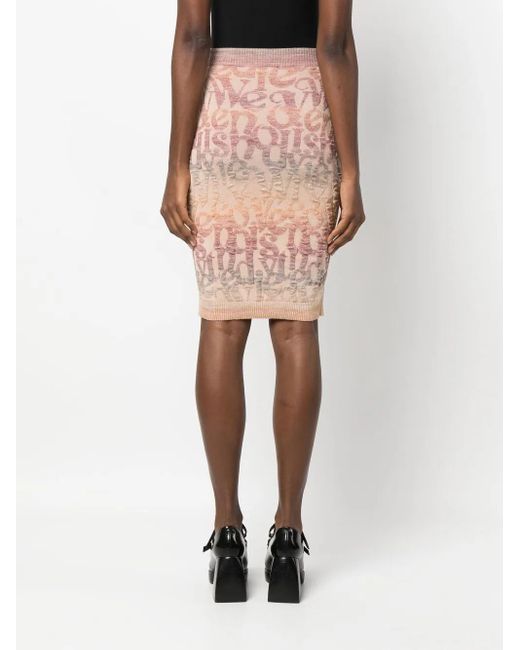 Vivienne Westwood Pink Logomania Knitted Pencil Skirt