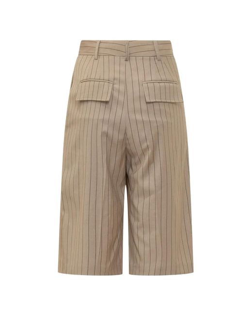 LE SULLY STUDIO Natural Pinstriped Shorts