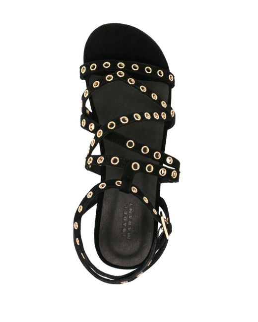 Isabel Marant Black Eyelet-embellished Suede Sandals