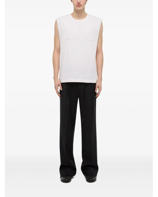 Helmut Lang White Embossed Tank.Rounde for men