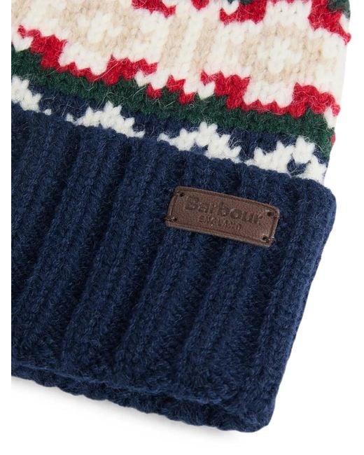 Barbour Blue Kane Beanie Hat And Scarf Set for men