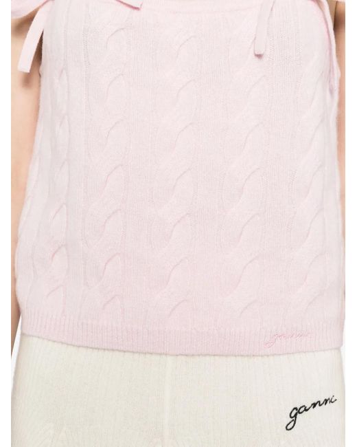 Ganni Pink Bow Detailing Vest
