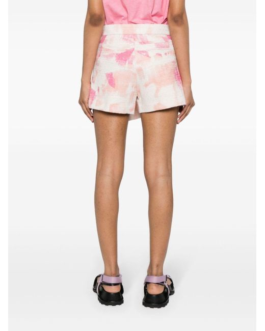 Abstract-pattern tweed skorts MSGM de color Pink