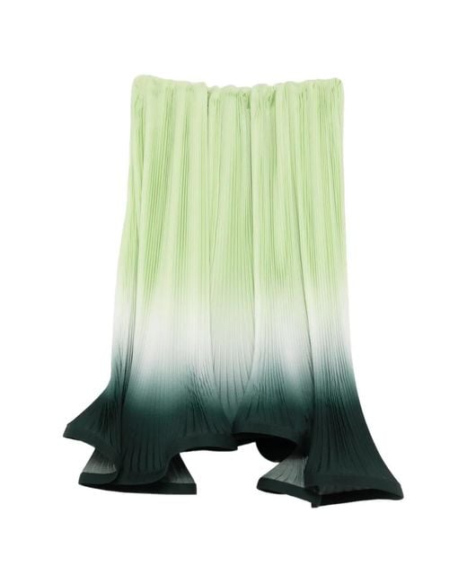 ROWEN ROSE Green Degradé-Effect Pleated Skirt