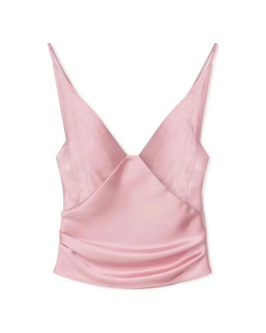 Nanushka Pink Rheia Draped V-Neck Sleeveless Top