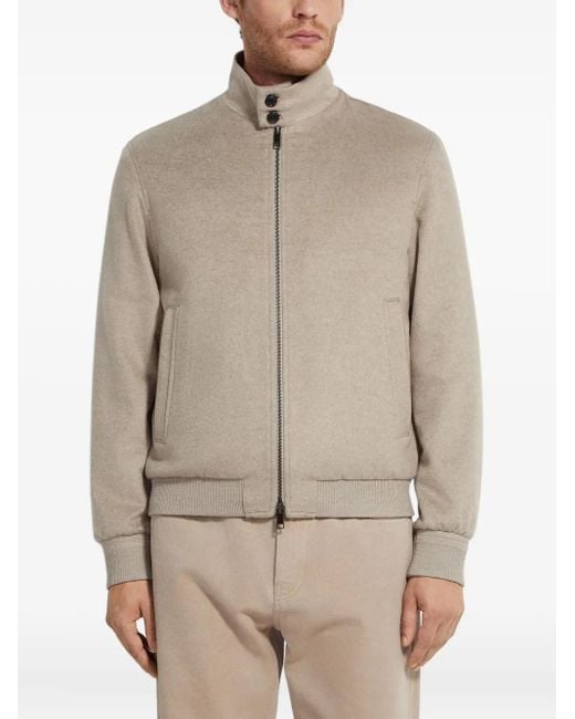 Zegna Natural Cashmere Zip-Fastening Bomber Jacket for men