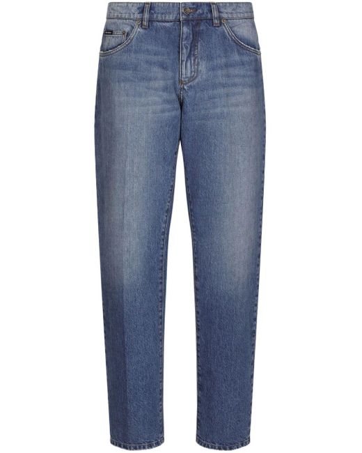Dolce & Gabbana Blue Mid-rise Straight-leg Jeans for men