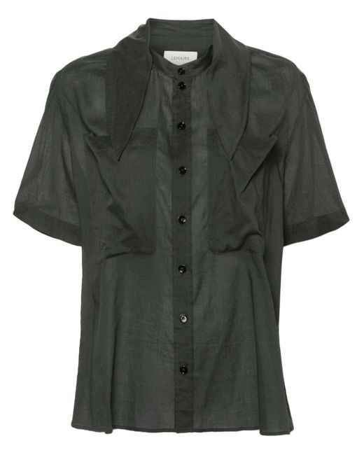 Lemaire Green Scarf-detail Silk Shirt