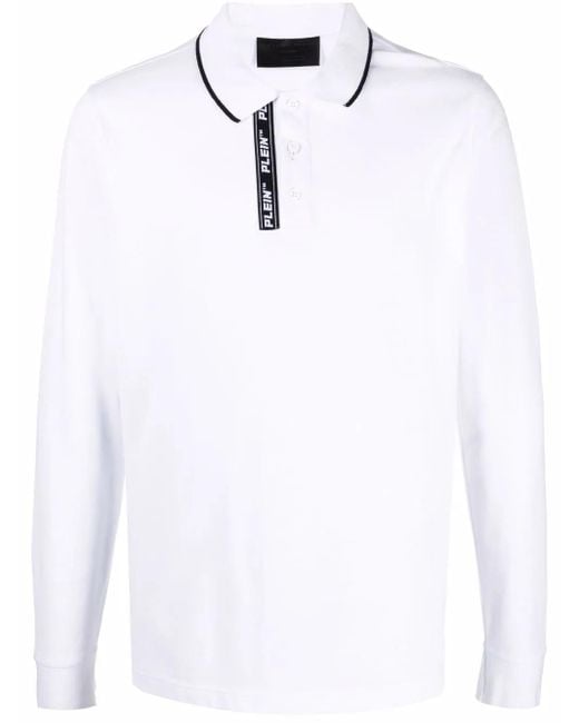 Philipp Plein White Logo Embroidered Polo Shirt for men