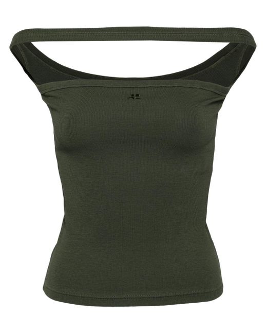 Courreges Green Holistic Ribbed-knit Tank Top