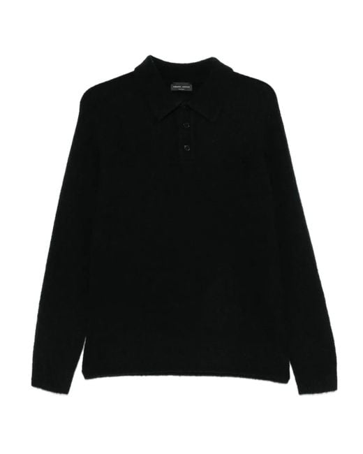 Roberto Collina Black Button-Up Polo Shirt for men