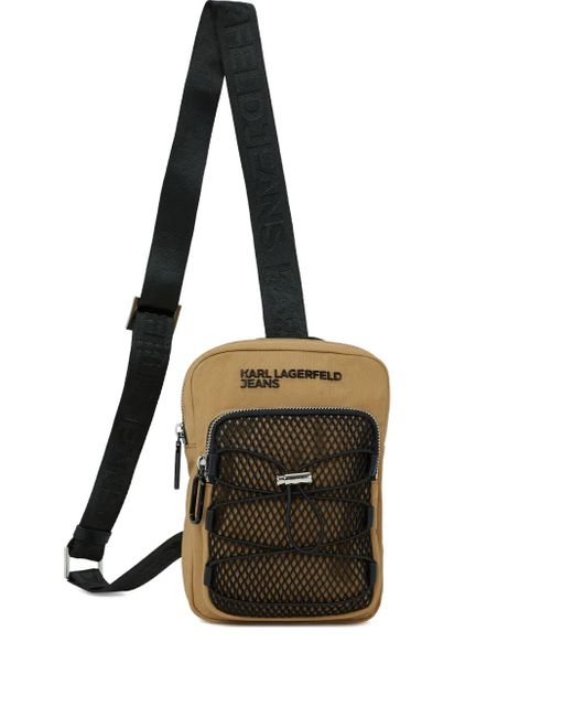 Bolso messenger con panel de malla Karl Lagerfeld de hombre de color Black