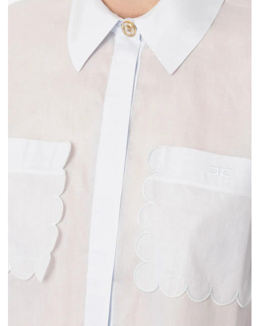 Camicia Con Bordo A Smerlo di Elisabetta Franchi in White