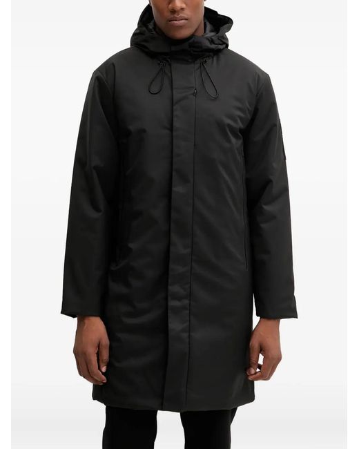 EA7 Black Zip-Fastening Hooded Parka Coat for men