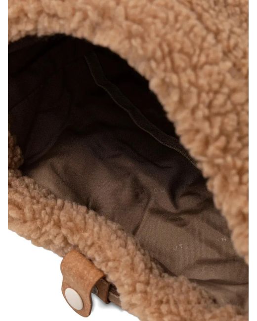 Doughnut Pink Fleece-Texture Bear-Embroidered Backpack