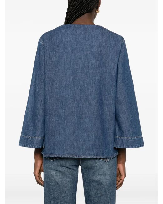 Valentino Garavani Blue V-Neck Pocket Top