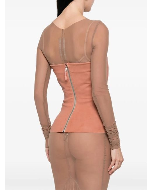 Rick Owens Pink Bustier Leather Top