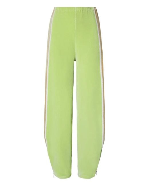 Tory Burch Green Stripe Zip Sweatpant