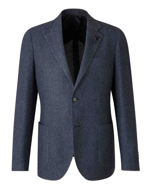 Lardini Blue Textured Single-Breasted Jacket for men