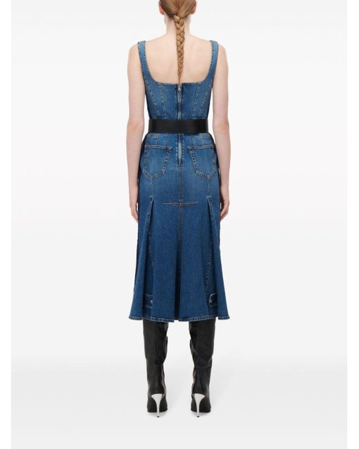 Alexander McQueen Blue Denim Bustier Kleid