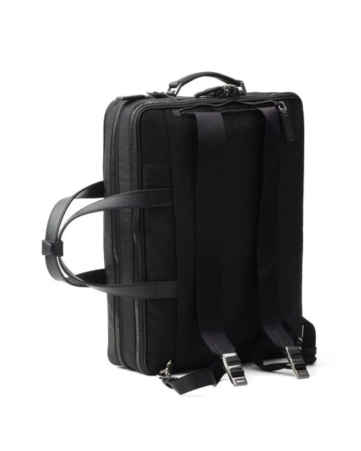 Prada Black Re-Nylon Saffiano-Leather Briefcase for men