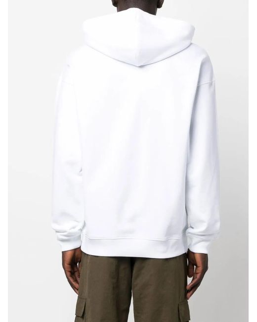 Moschino White Logo-Print Cotton Hoodie for men