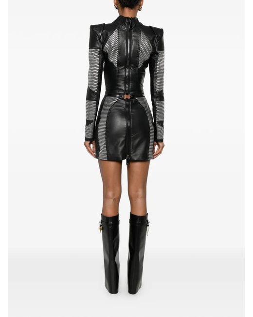 MITILIANE COUTURE Gray Studded-Shoulder Mini Dress
