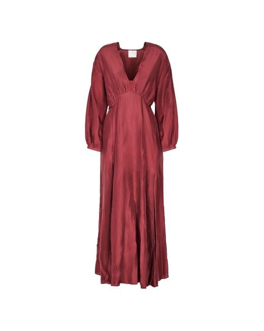 Forte_forte Red V-Neck Silk Maxi Dress