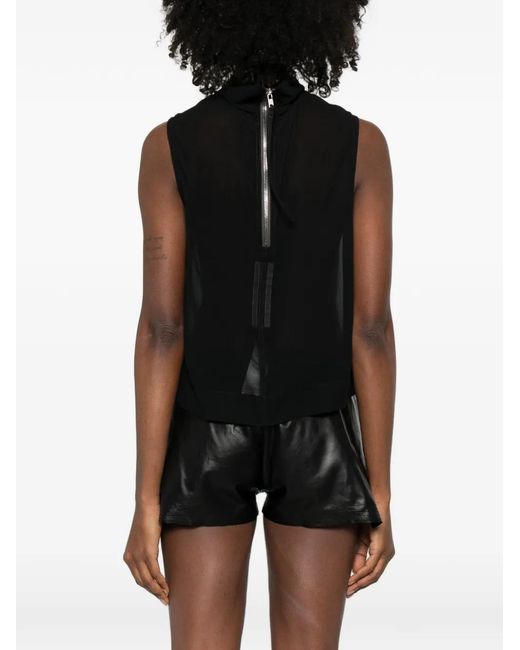Rick Owens Black Tabard Zip-Up Top