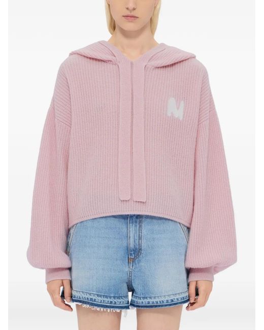 MSGM Pink Logo-Embellishment Sweater