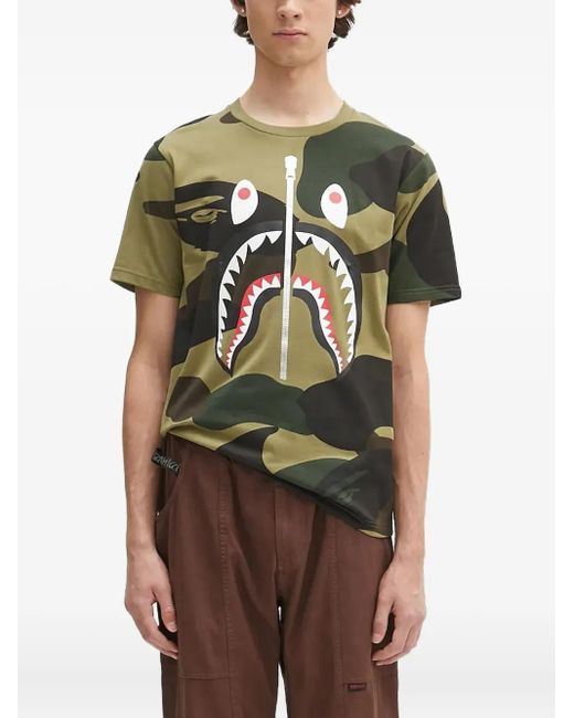 メンズ A Bathing Ape 1st Camo Shark Tシャツ Green