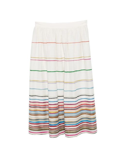 Paul Smith White Striped Midi Skirt