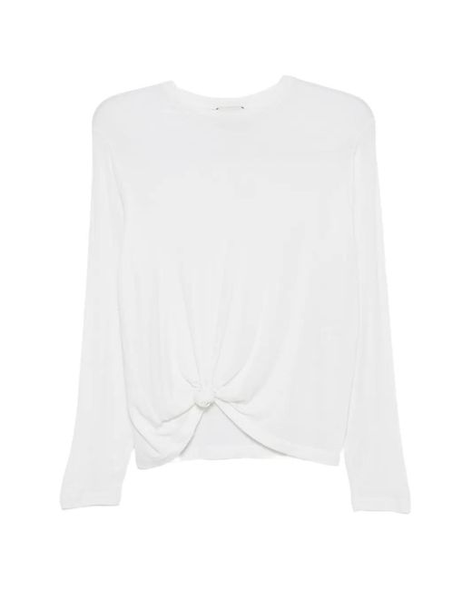 Alysi White Knot-Detail Long-Sleeve T-Shirt