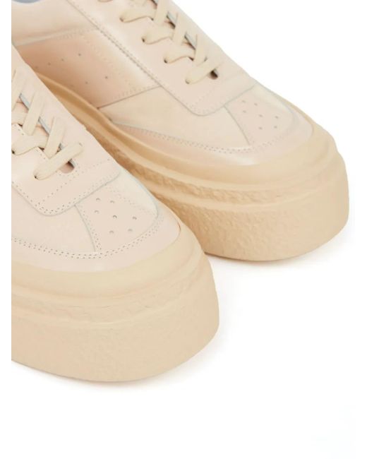MM6 by Maison Margiela Natural Numbers-Motif Leather Sneakers