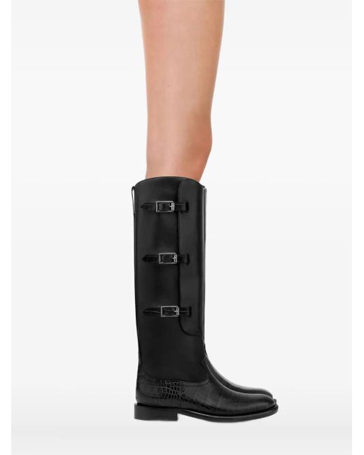 Paris Texas Black 20Mm Montana Buckle Crocodile-Embossed Boots