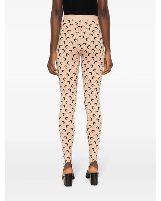 MARINE SERRE Brown Fuseaux Crescent Moon-Print Leggings