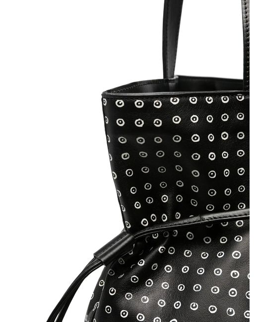 10 Corso Como Black Spot Print Leather Bucket Shoulder Bag