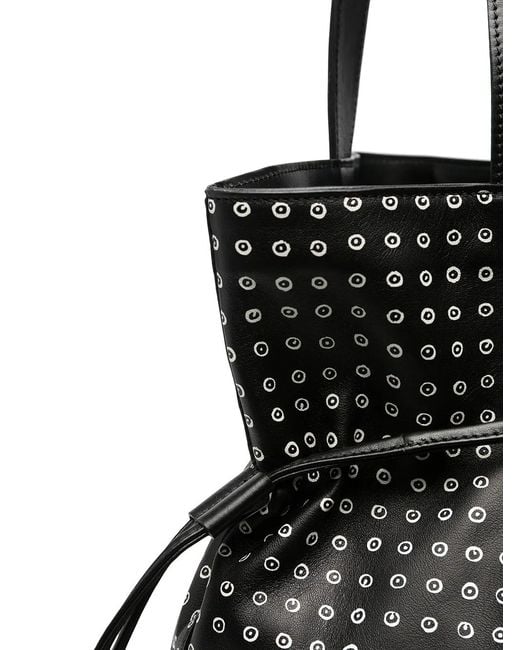10 Corso Como Black Spot Print Leather Bucket Shoulder Bag