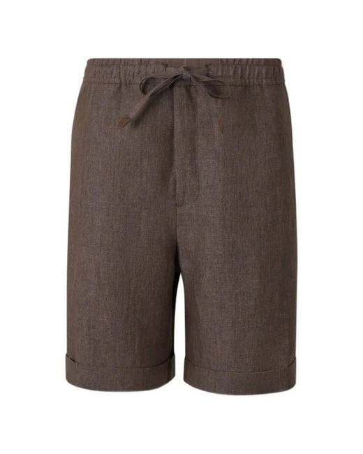 Canali Gray Drawstring Turned-Up Shorts for men