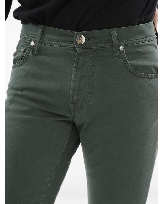 Corneliani Green Embroidered Five-Pocket Jeans for men