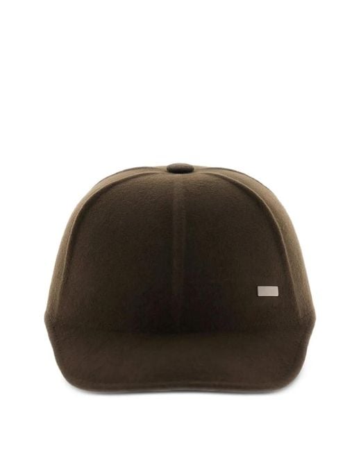 Herno Black Wool Baseball Cap for men