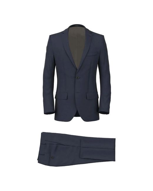 Al Duca D'aosta Blue Single-Breasted Notch-Lapel Suit for men