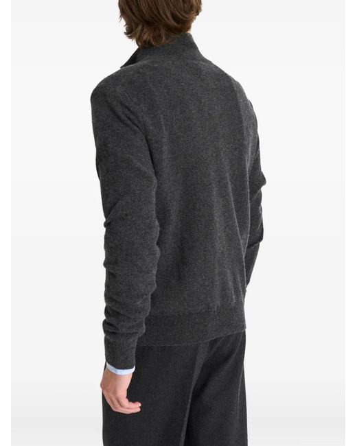 Pringle of Scotland Black Quarter-Zip Cashmere Sweater for men